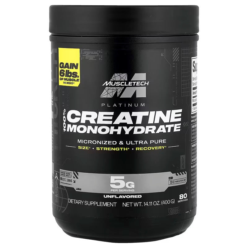 Muscletech platinum, creatina monohidratada sin sabor, 80 porciones