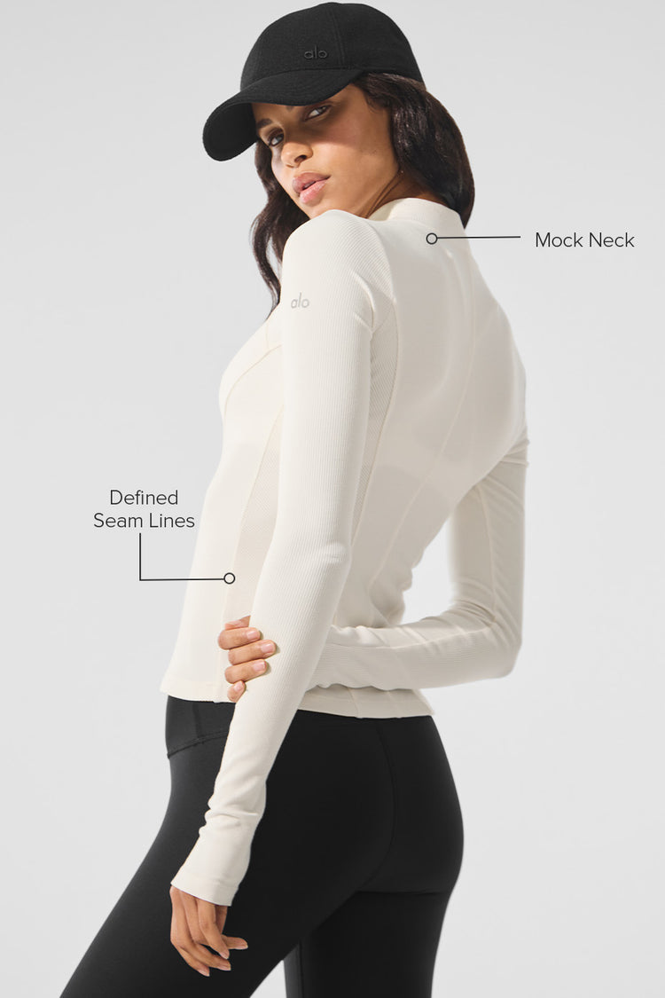 Ribbed Mesmerize Mock Neck Long Sleeve ALO YOGA