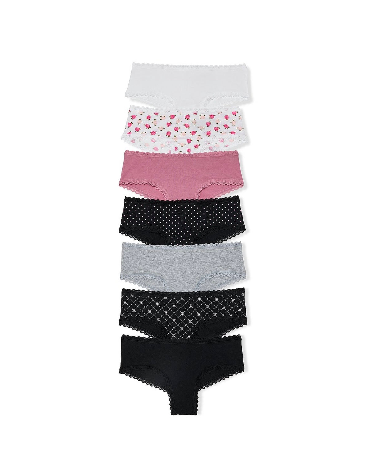 VS 7 pack lace trim cotton cheeky panties
