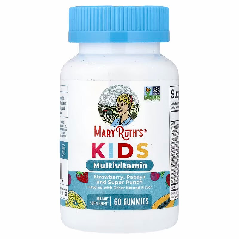 Mary ruth's kids multivitamin strawberry papaya and súper punch, 60 gomitas