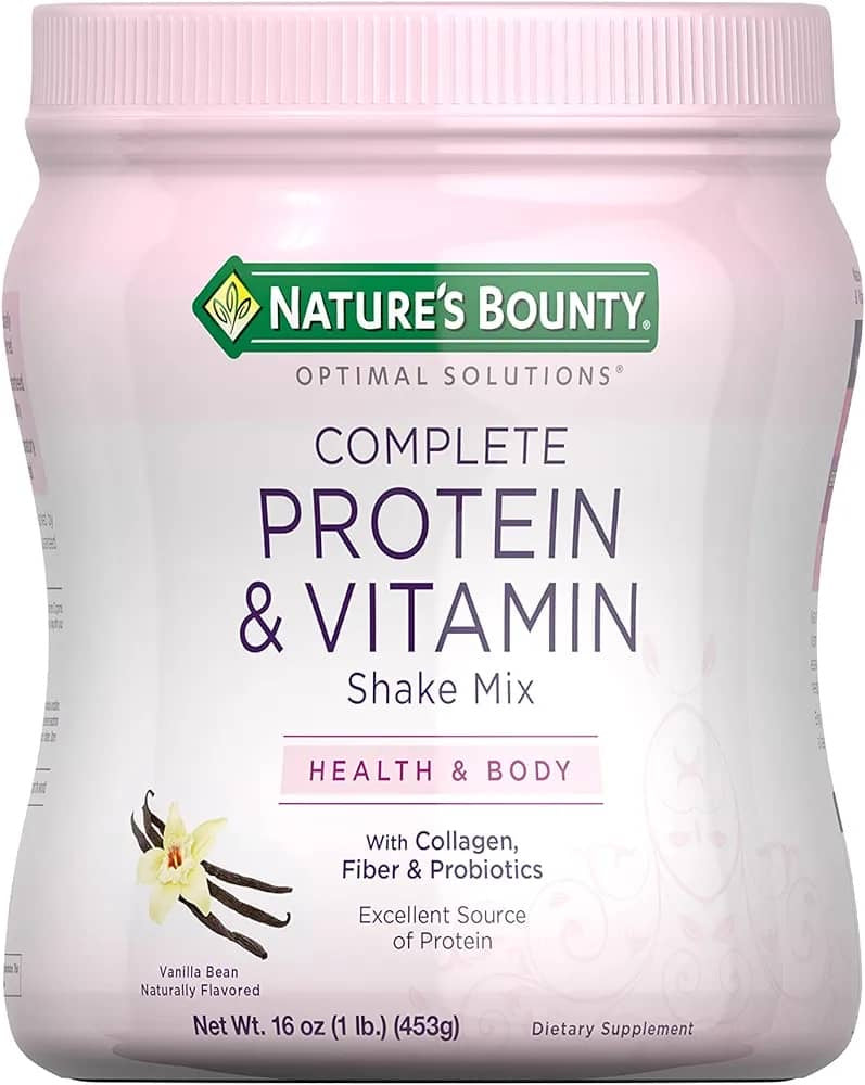 Proteína y vitaminas con colageno, fibra y probióticos, Nature's Bounty, 453 gr