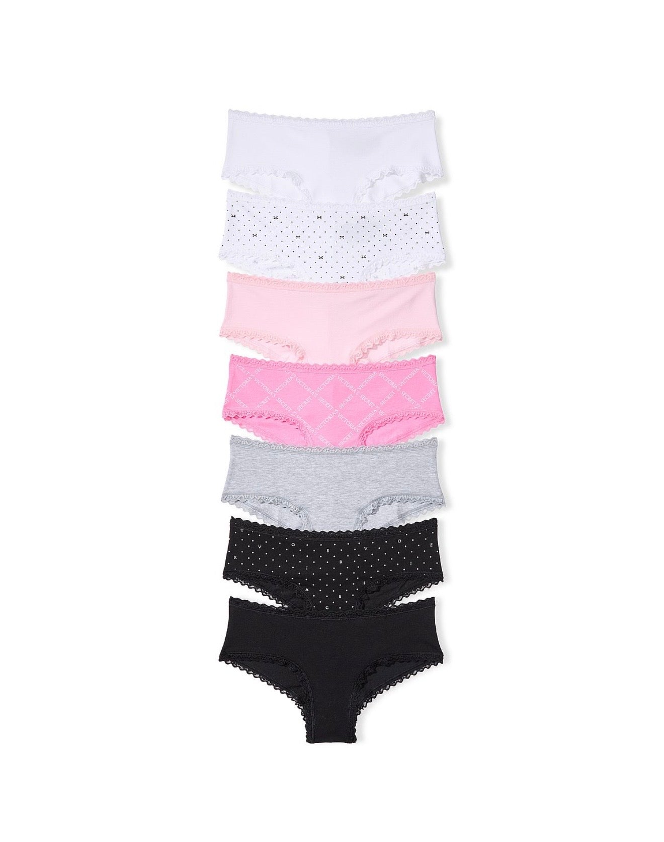 VS 7 pack lace trim cotton cheeky panties