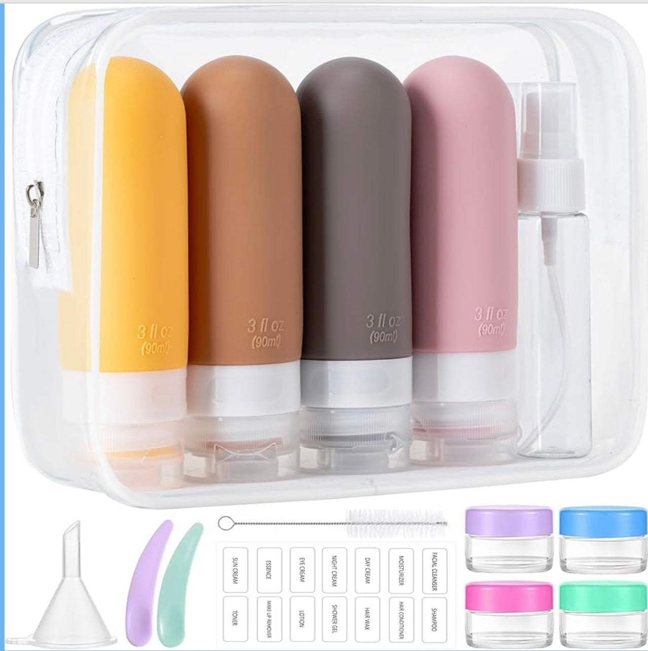 Kit de recipientes para viaje recargables , 16 botellas