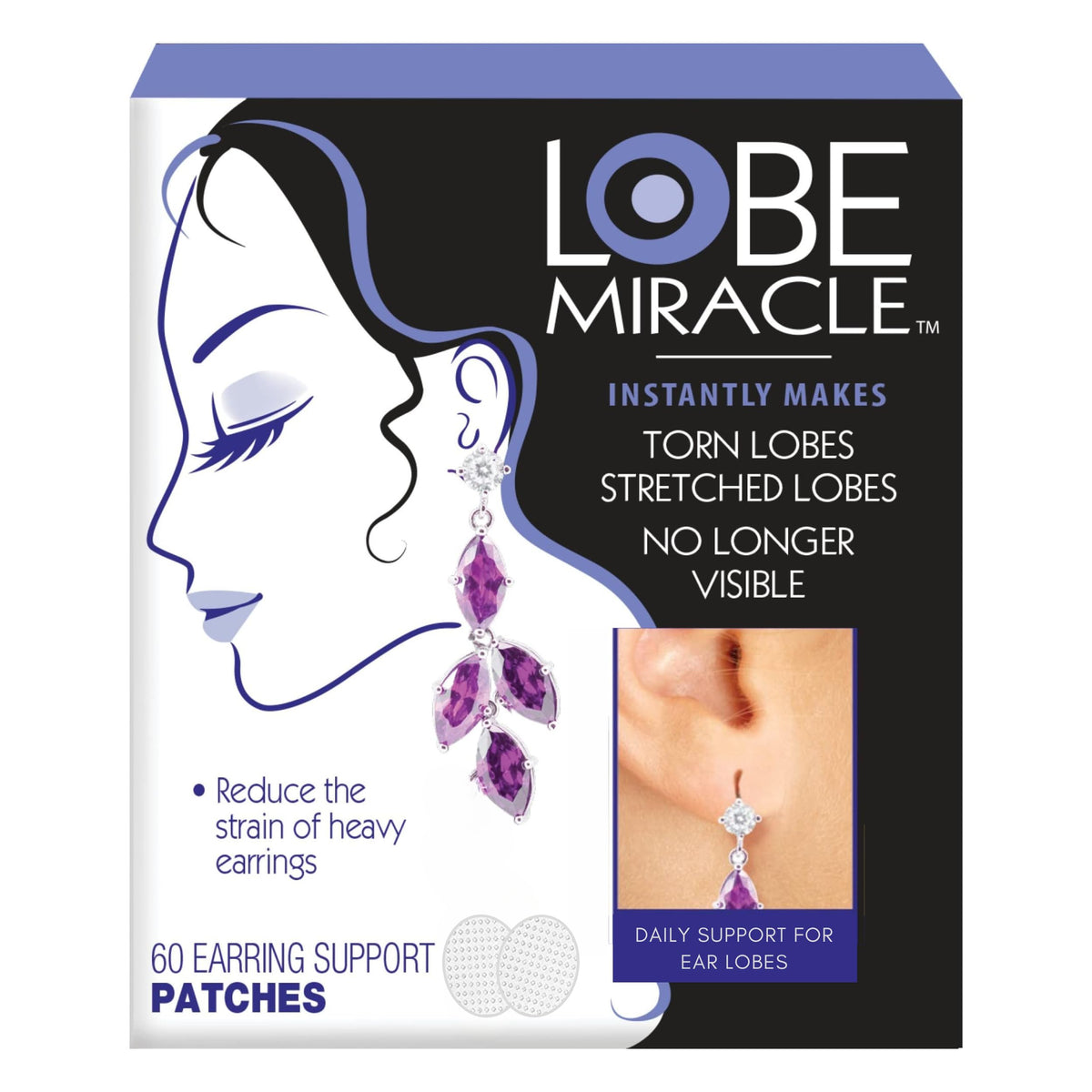 Lobe Miracle - Parches transparentes de soporte para pendientes - Espalda de aretes para orejas caídas - Productos para el cuidado de los oídos para lóbulos de oreja desgarrados o estirados