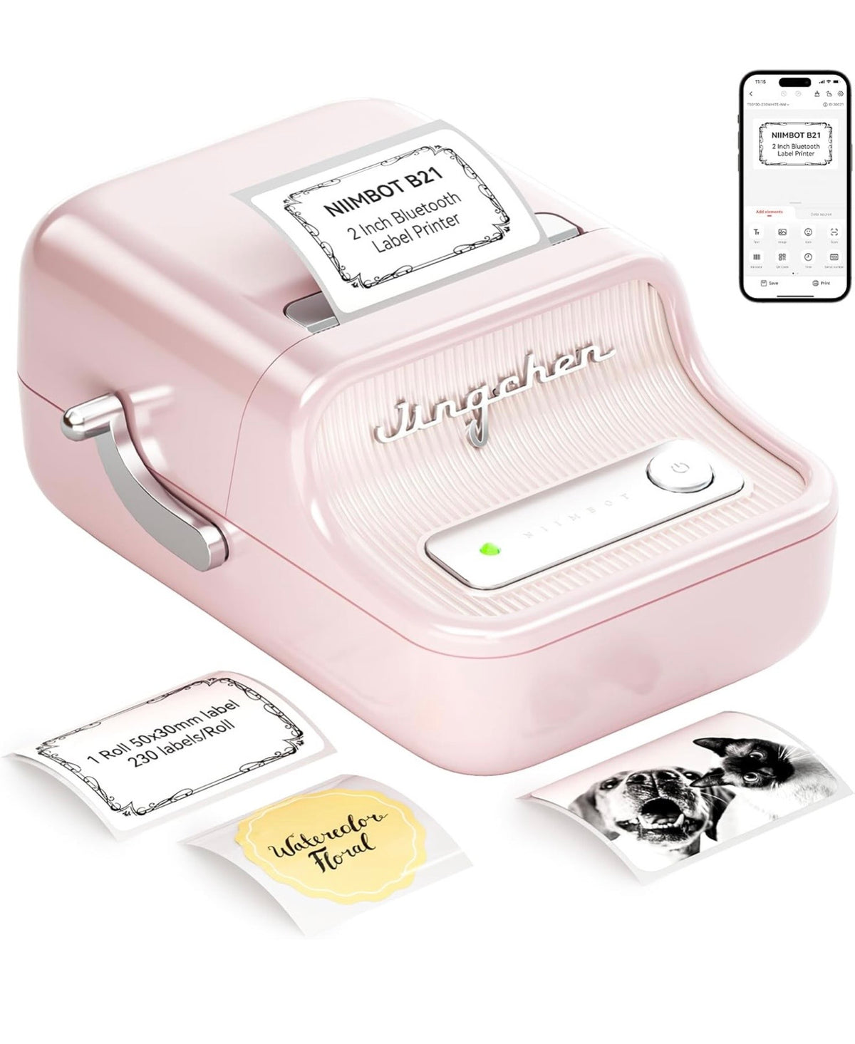 Niimbot B21, fabricante de etiquetas bluetooh sin tinta, rosa