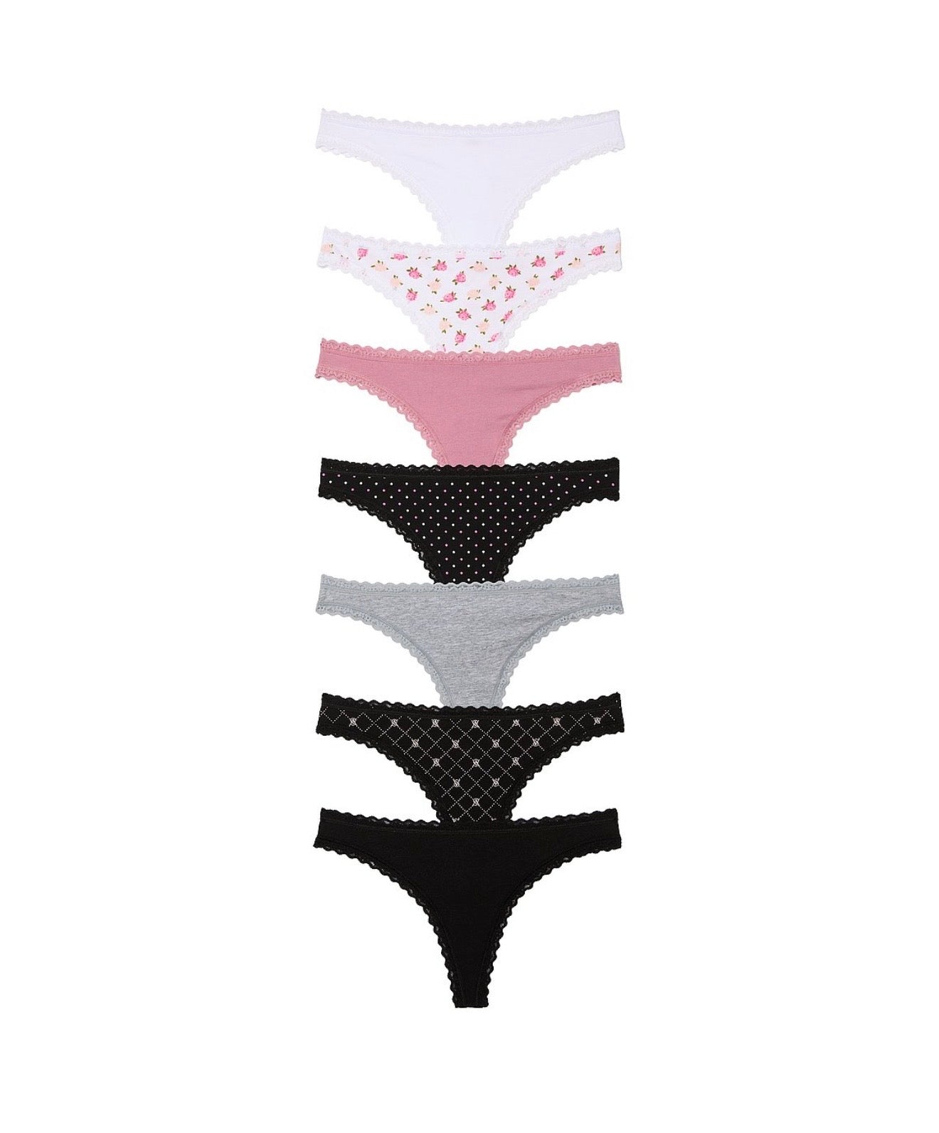 VS 7 pack lace trim thong panties