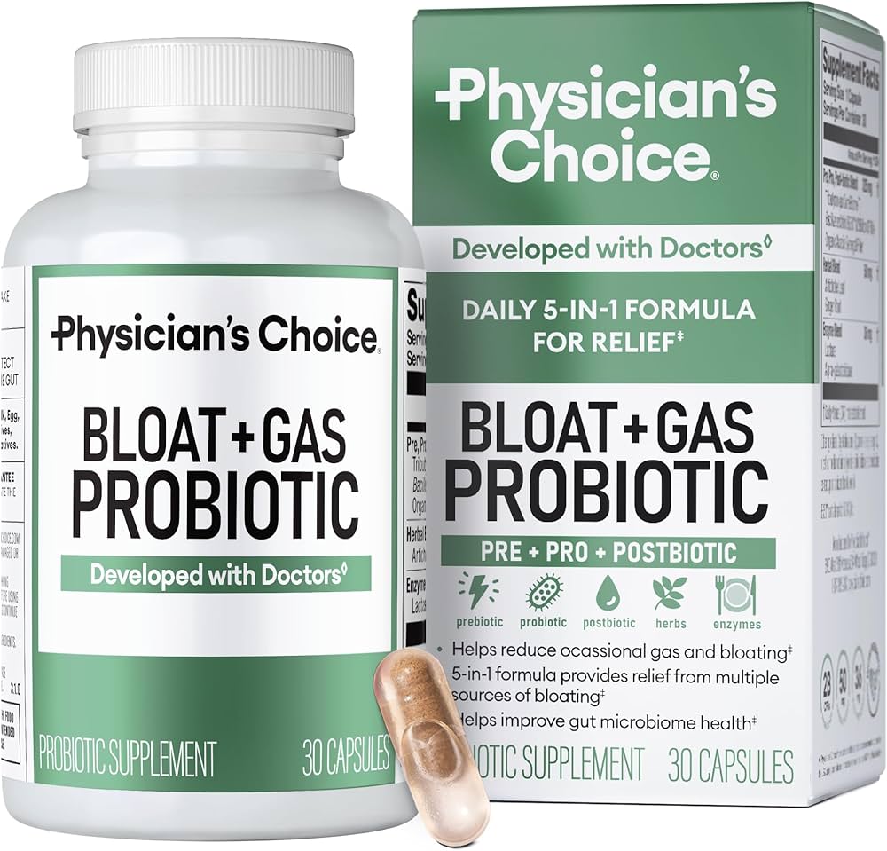 Physicians choice, bloat & gas probiótico, 30 unidades