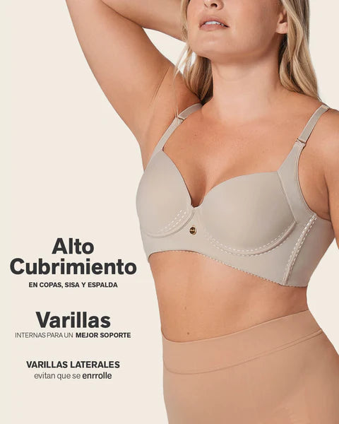 011970 Brasier de realce suave y cubrimiento alto en sisa y espalda Cover Bra LEONISA