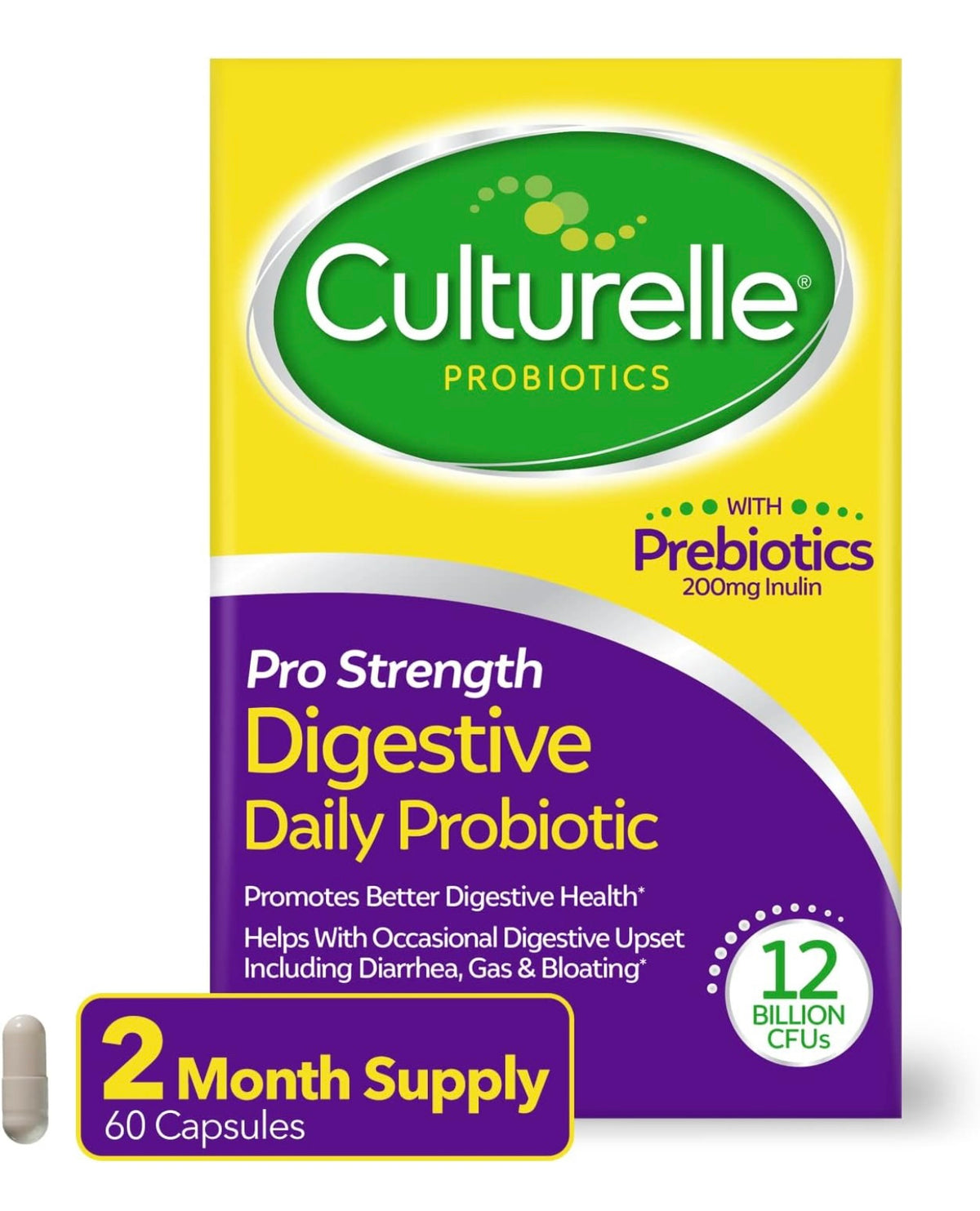 Culturelle, Probiótico diario Pro Strength, sin gluten y soja, sin OMG, 60 unidades