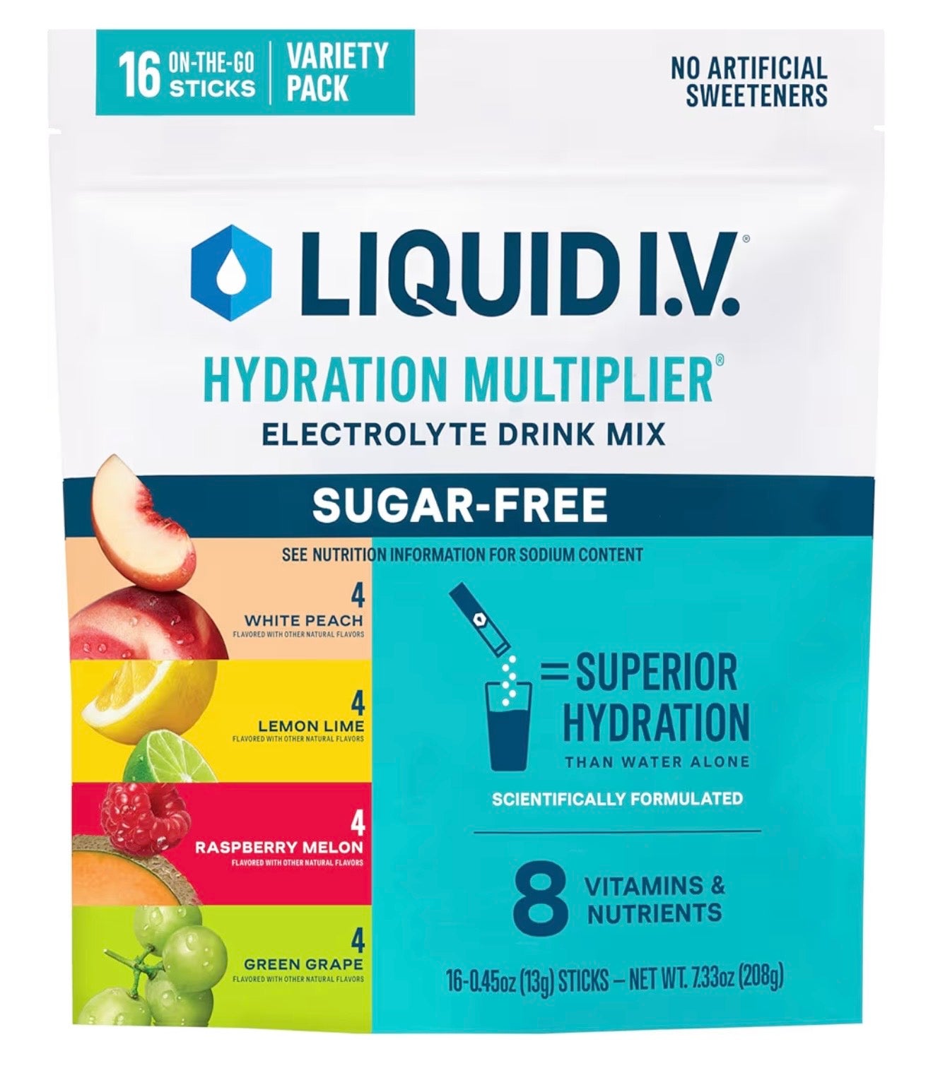 Liquid IV electrolitos sin azúcar, 16 porciones