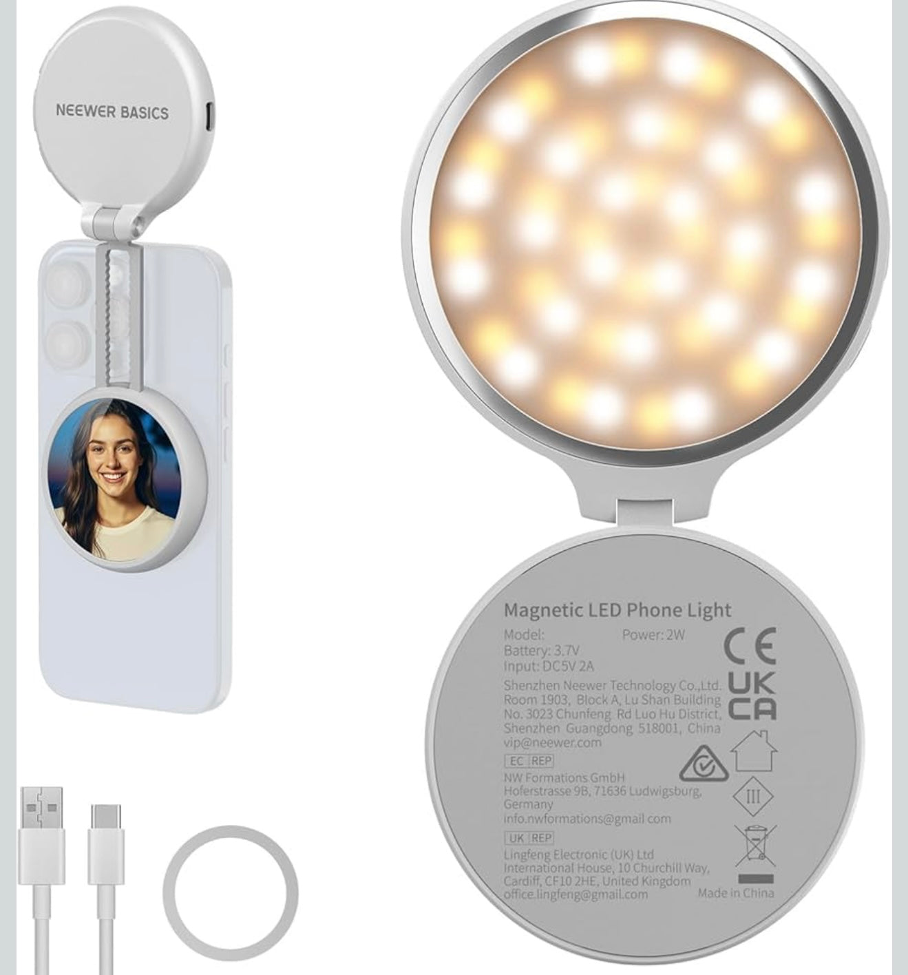 Neewer, luz led magnética selfie compatible Mag Safe
