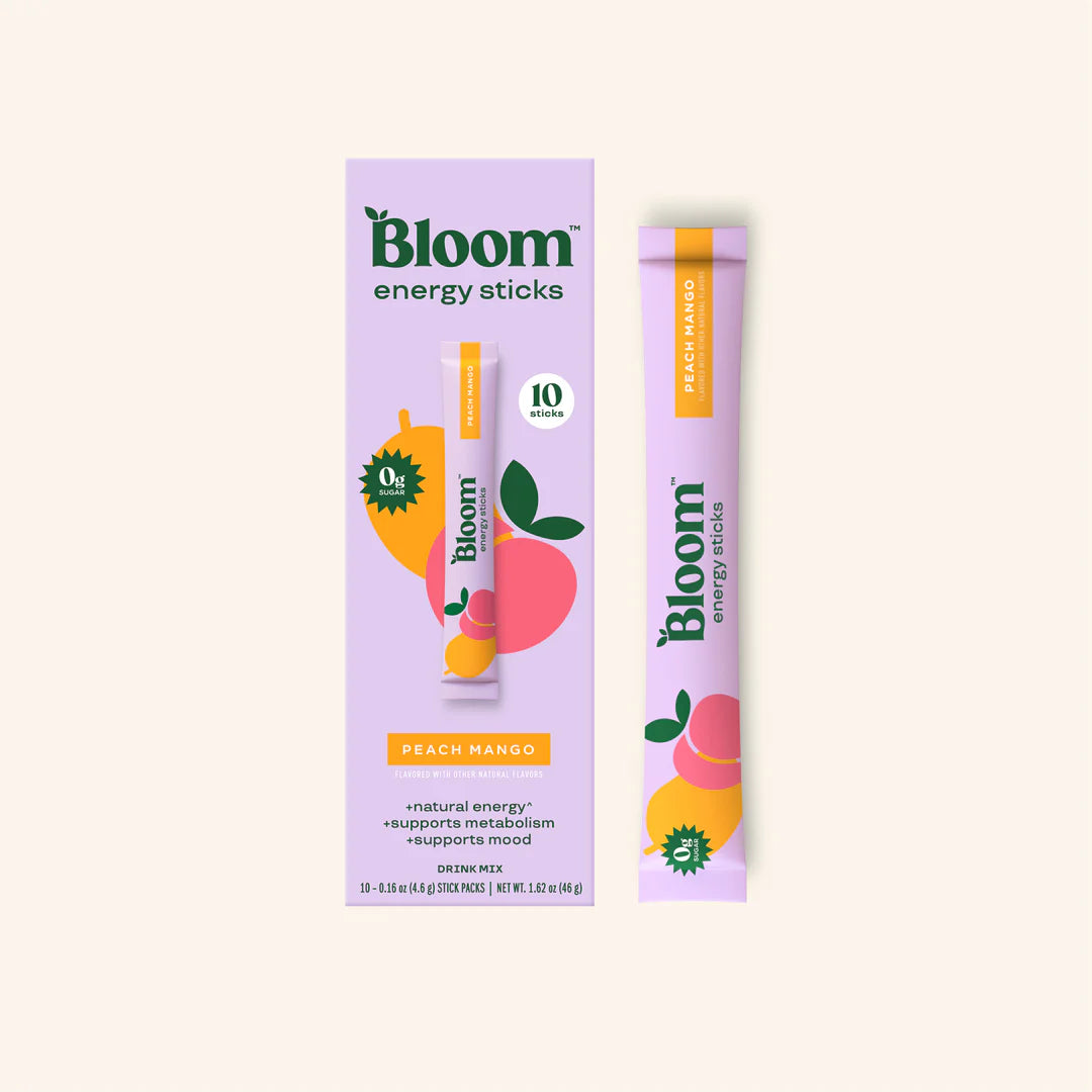 Bloom Nutrition Paquetes de bebida energética en polvo, mezcla de bebida energética sin azúcar con L-teanina, vitaminas B y cafeína natural, barras de polvo para energía natural
