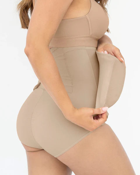 012885  Panty faja postparto y postquirúrgico con laterales anchos en velcro LEONISA