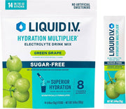 Liquid iv green grape sugar free, 14 paquetes