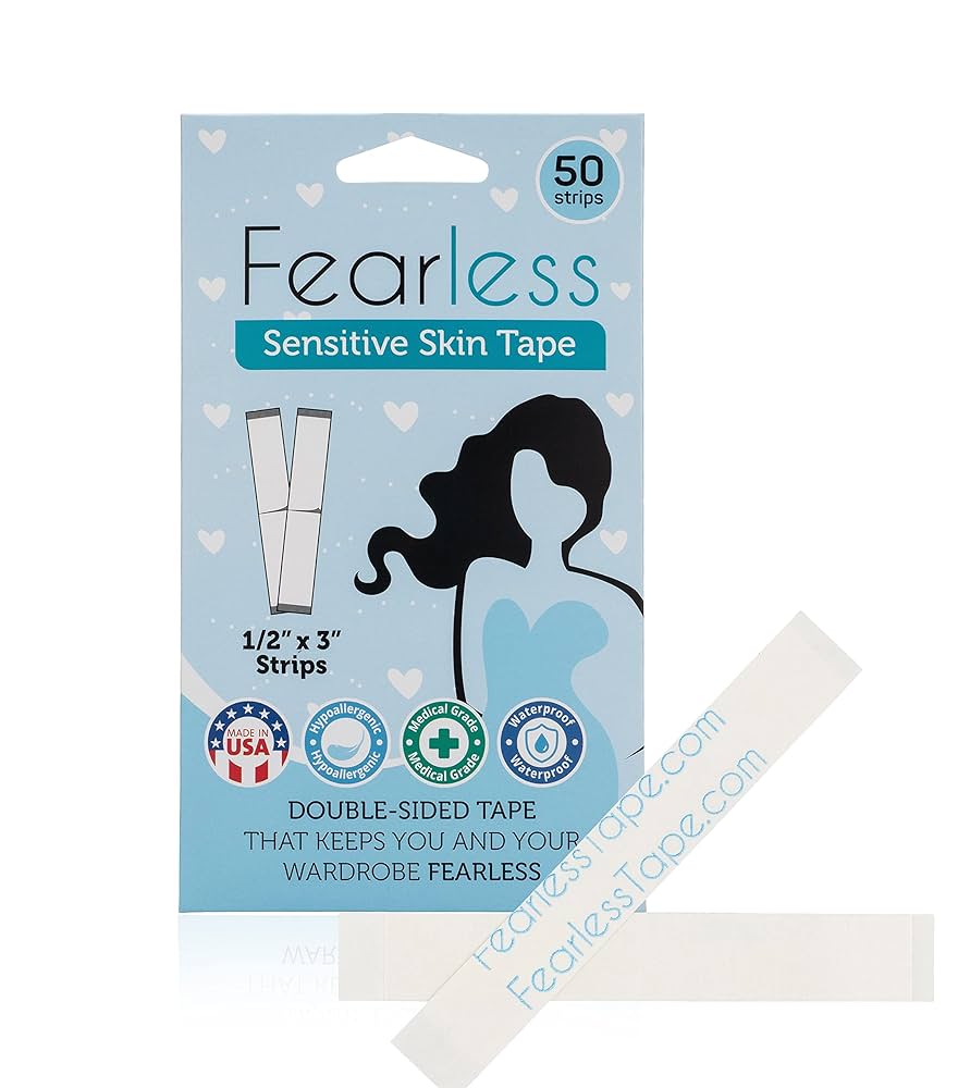 Fearless Tape – Piel sensible – Cinta de doble cara para ropa y cuerpo, color transparente para todos los tonos de piel, 50 unidades