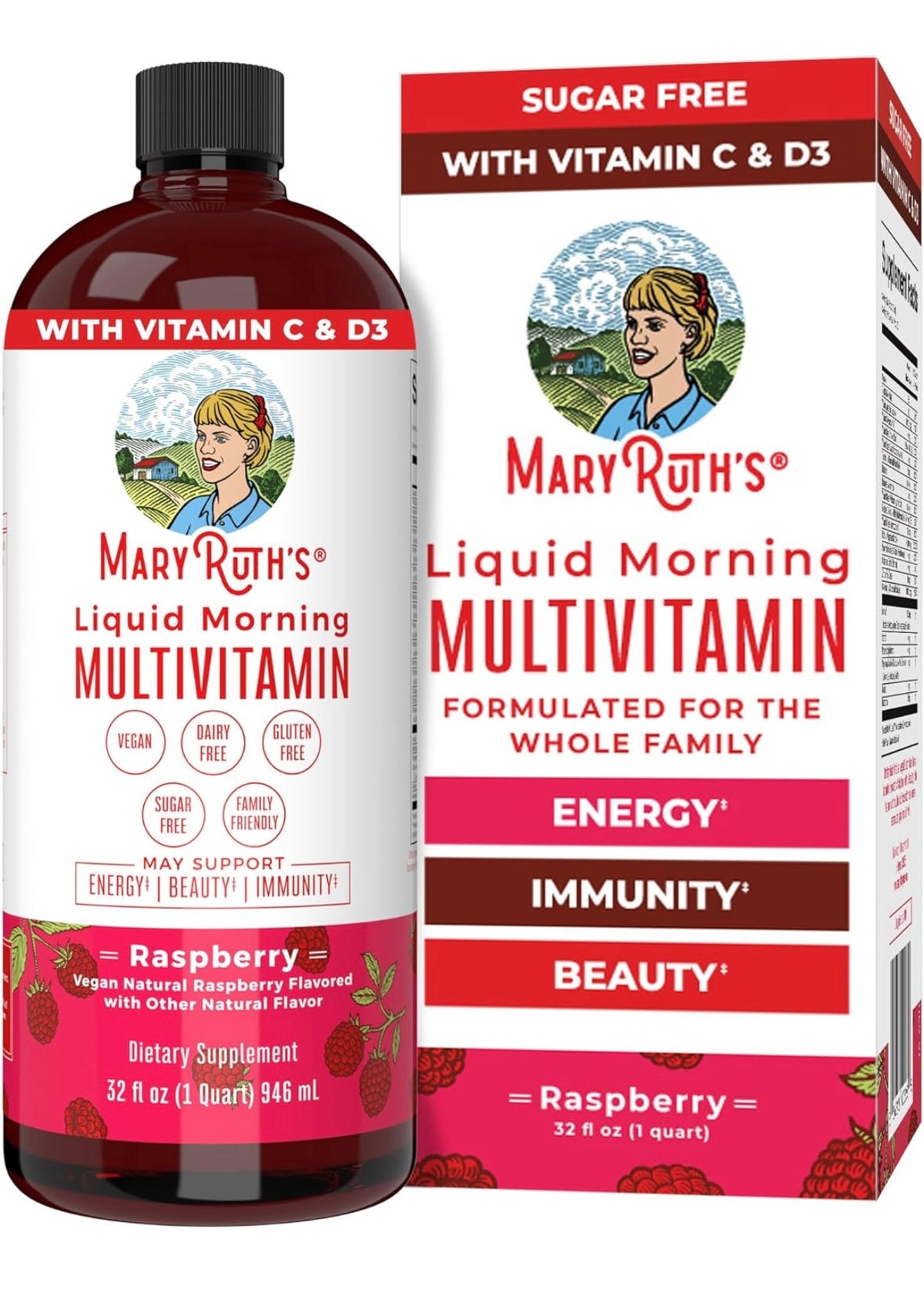 Mary Ruth’s Multivitamínico para mujeres, hombres y niños, vitaminas líquidas de suplemento de apoyo inmunológico y energético sin gluten , 32 porciones.