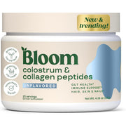 Bloom Nutrition, Polvo de calostro bovino para la salud intestinal, apoyo inmunológico, suplemento para el crecimiento del cabello y belleza, sin gluten, sin azúcar, 118 gr