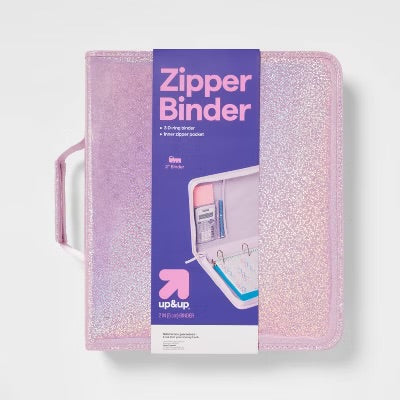Fashion Zip binder glitter purple