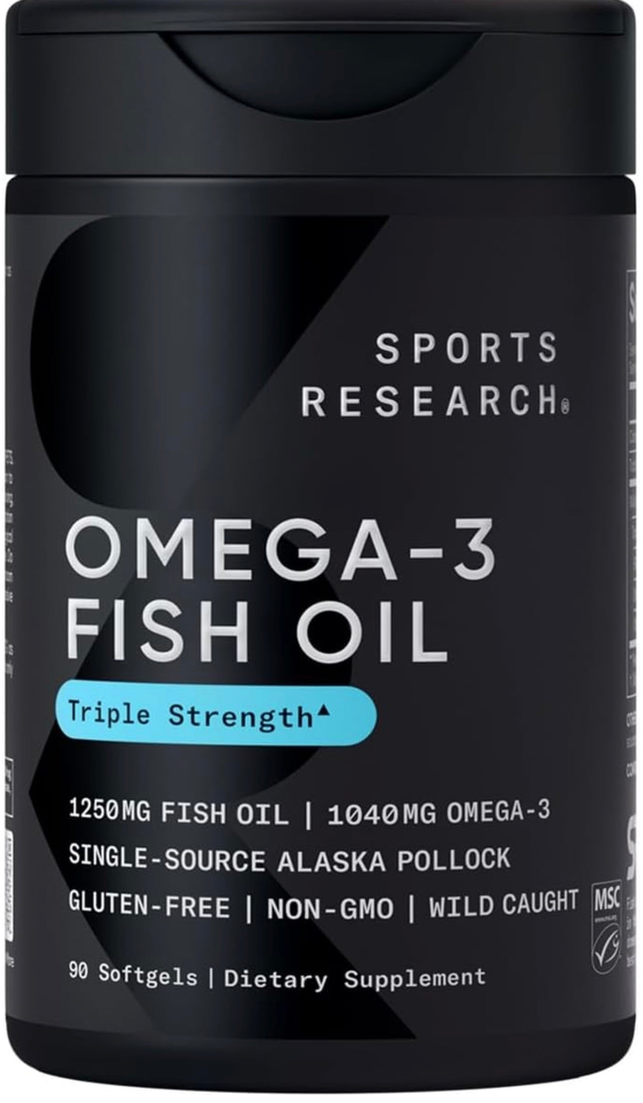 Sports Research, Omega 3 de triple fuerza, 1250 mg, 90 cápsulas