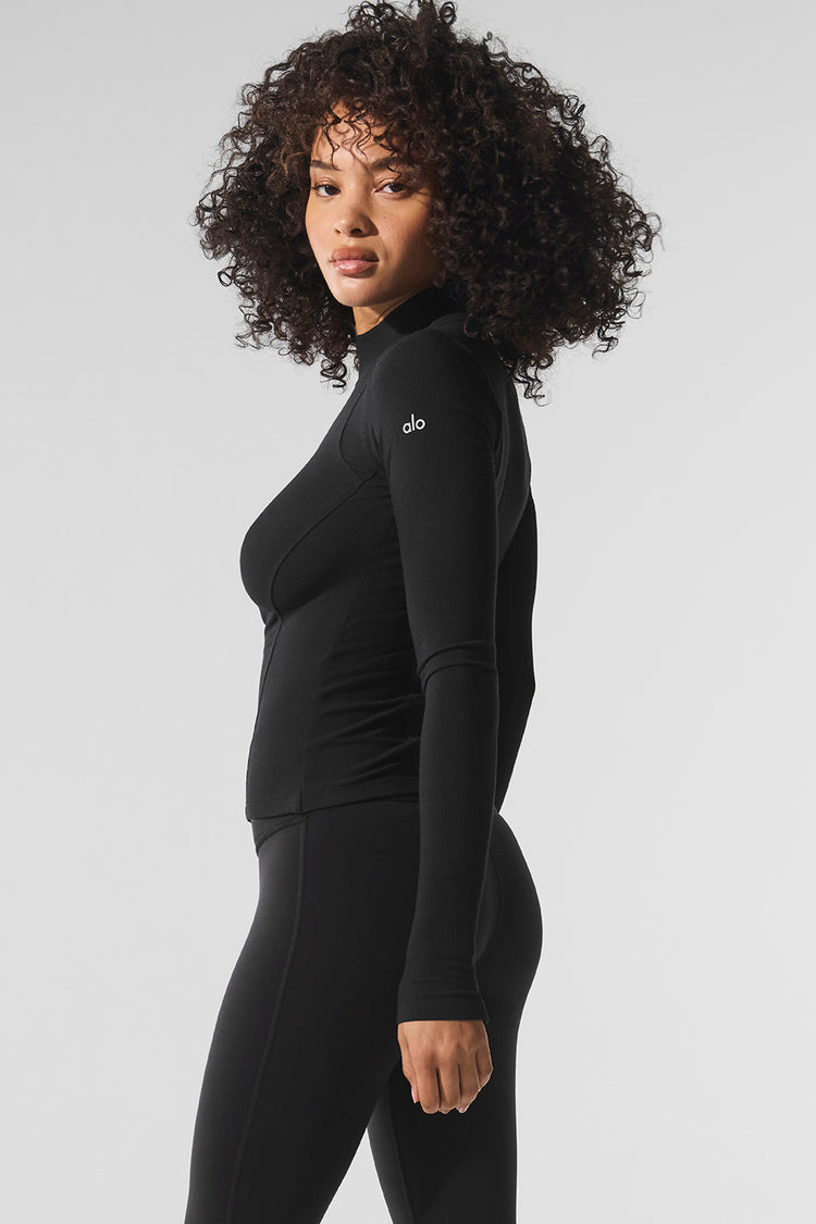 Ribbed Mesmerize Mock Neck Long Sleeve ALO YOGA