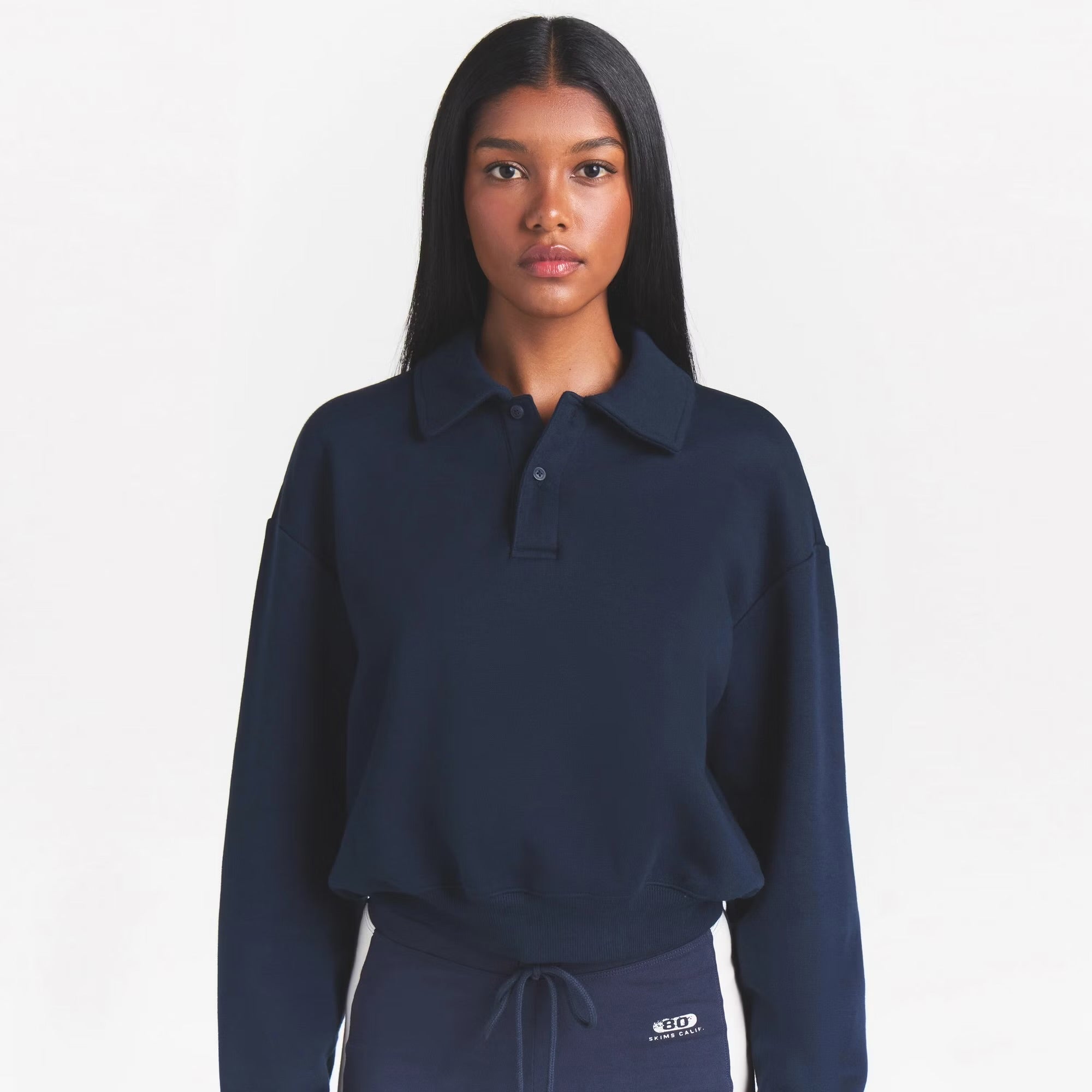 SKIMS Cotton fleece polo sweatshirt