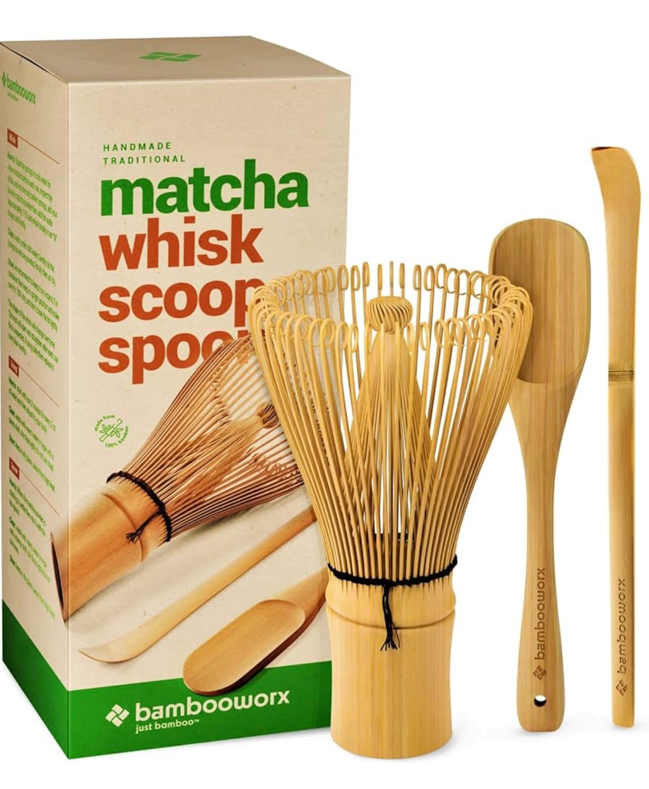 BambooWorx Juego de batidor de matcha hecho a mano con bambú 100%
