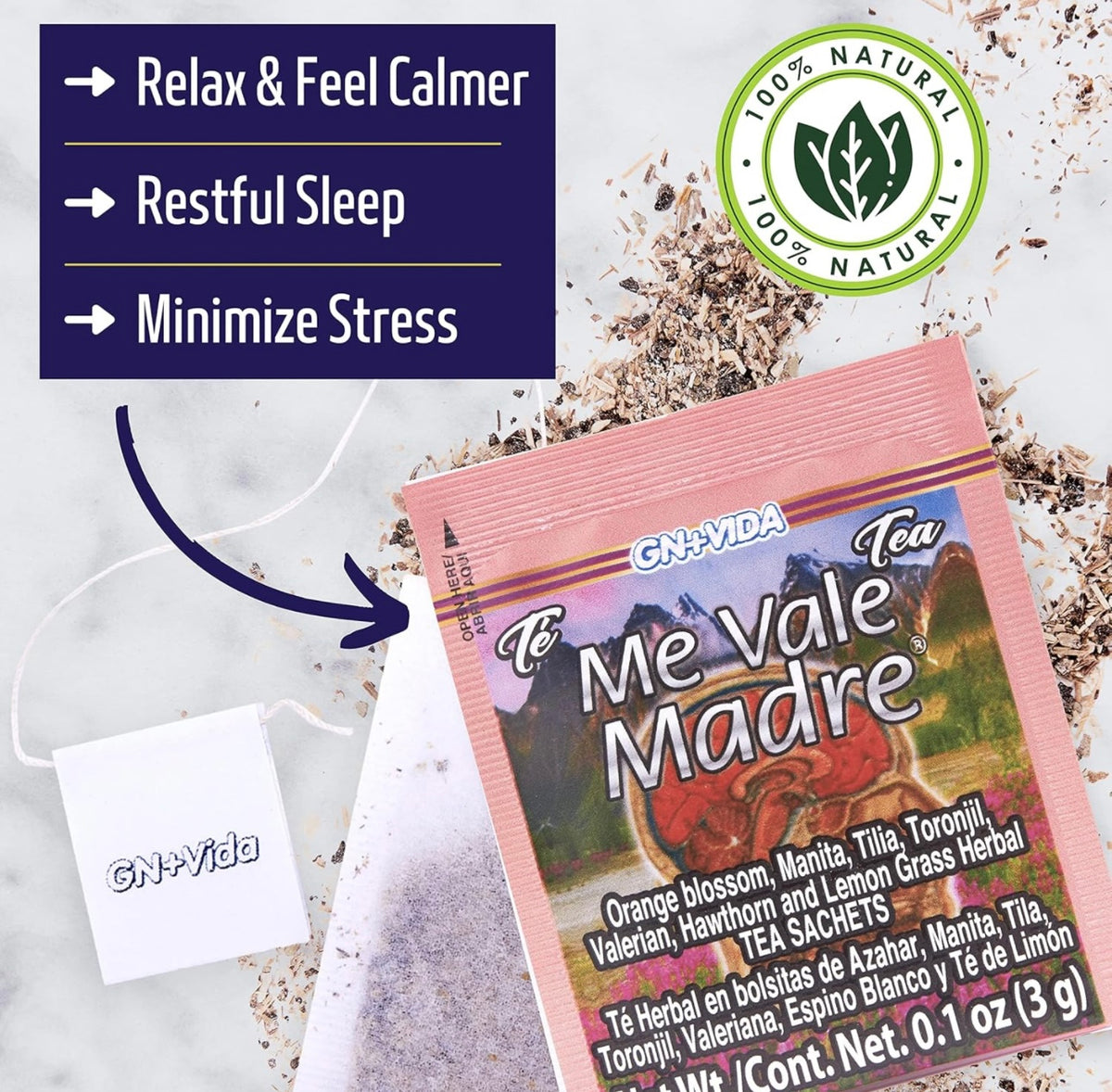Té relajante Me Vale Madre, 30 sobres
