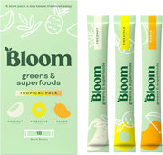 Bloom Nutrition Paquetes en barra de polvo de superalimentos verdes, enzimas digestivas con probióticos y prebióticos, salud intestinal, alivio de la hinchazón para mujeres, clorella, mezcla de jugo
