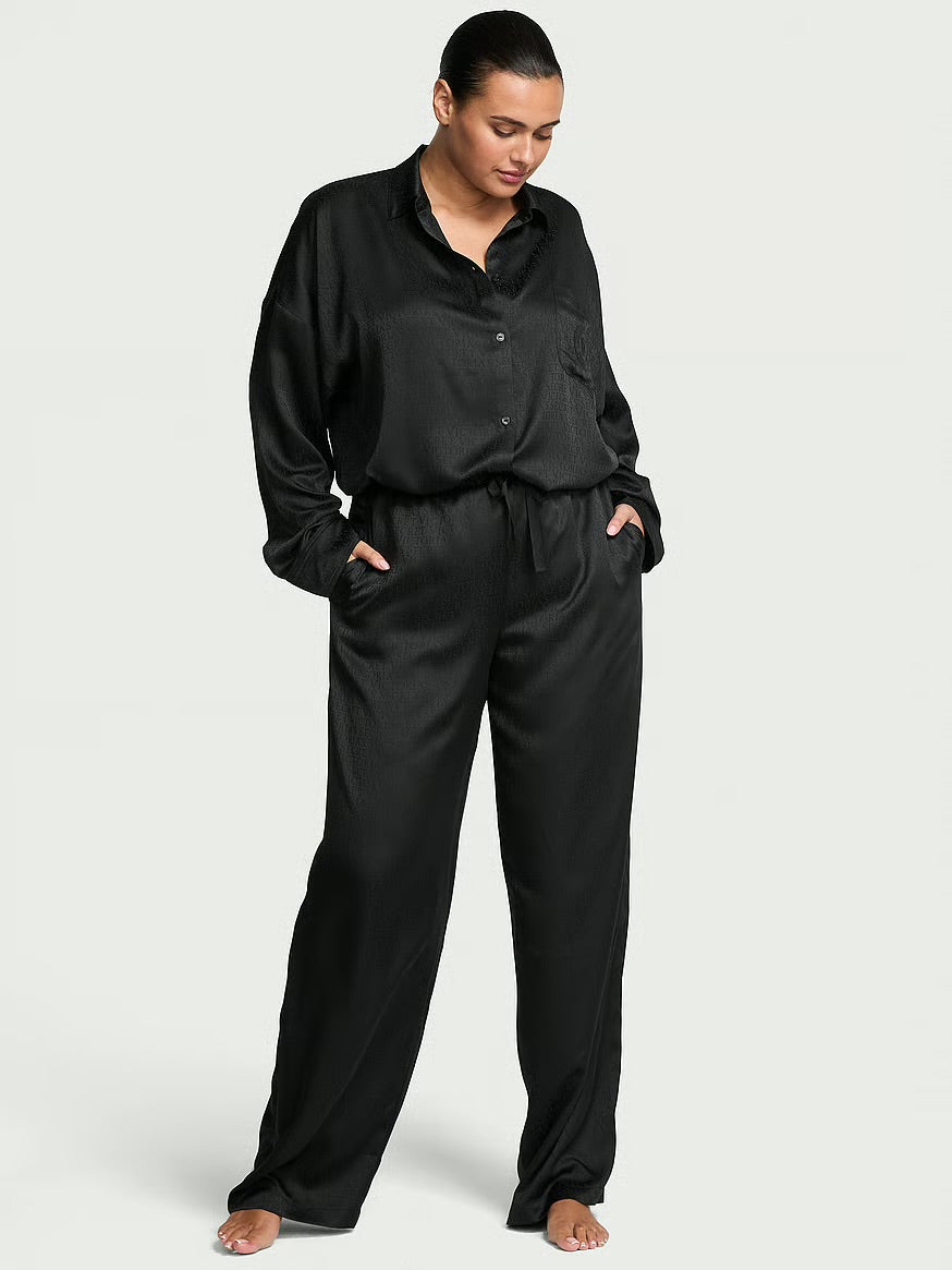 VS signature satin oversized long Pajama set