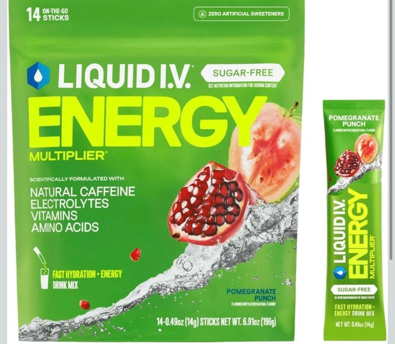 Liquid iv multiplicador de hidratación sin azúcar + energía, 14 porciones