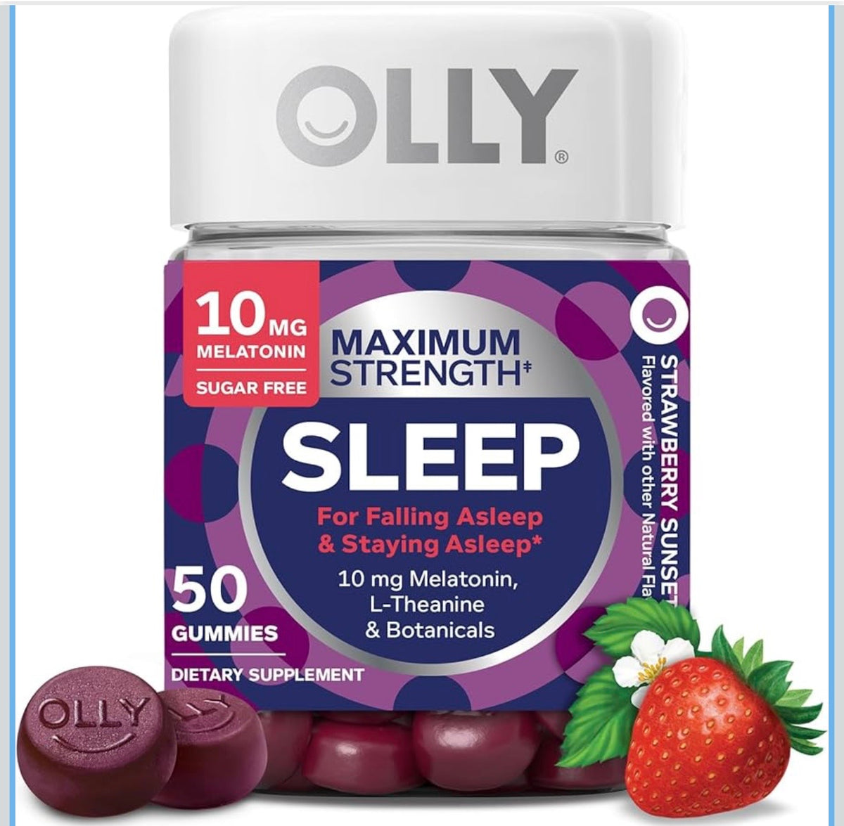 Olly Max strenght, 10 mg sabor fresa, 50 unidades