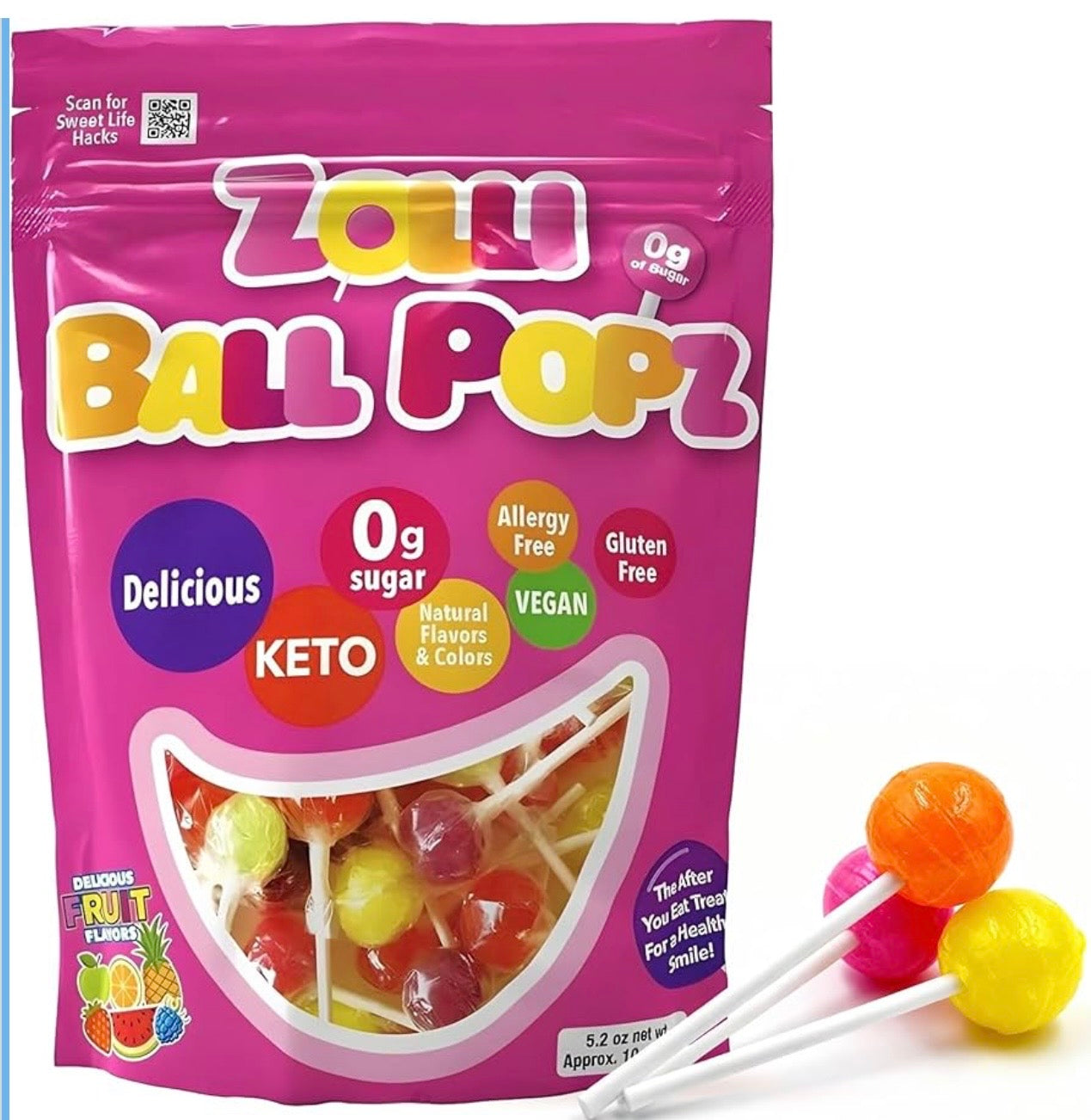 Zollipops chupetas anti caries redondas, 10 unidades