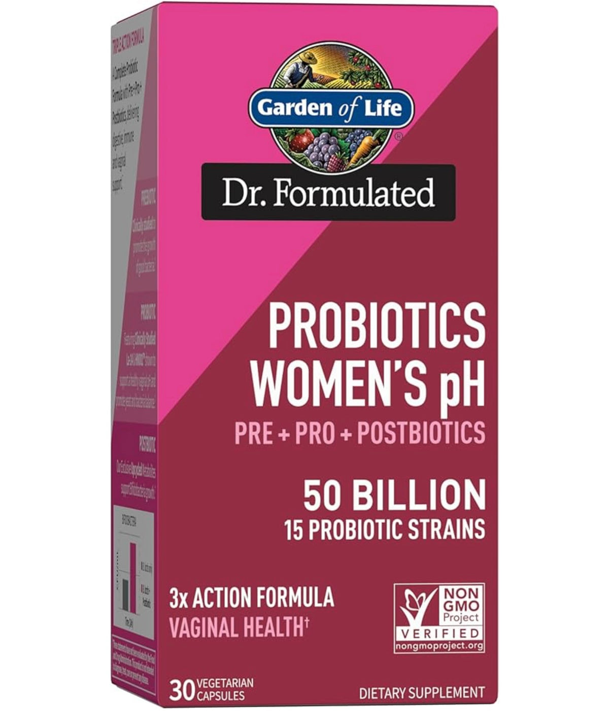 probióticos de mujeres GARDEN of Life. 50 billones de probióticos. 30 cápsulas veganas