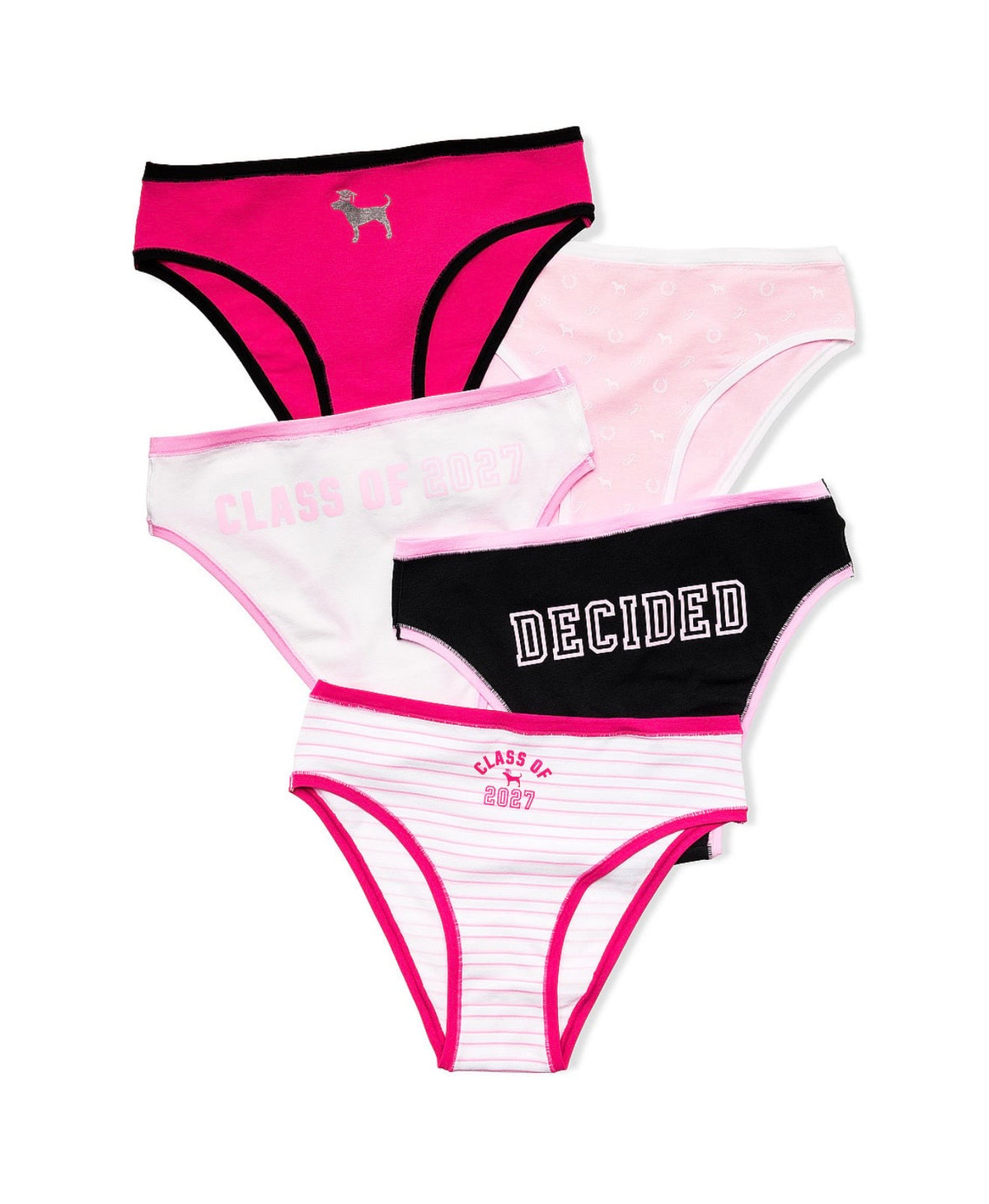 Pink, 5 pack cotton cheeky panties