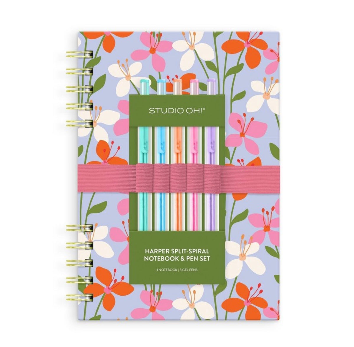 Cuaderno floral con marcadores incluidos