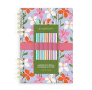 Cuaderno floral con marcadores incluidos