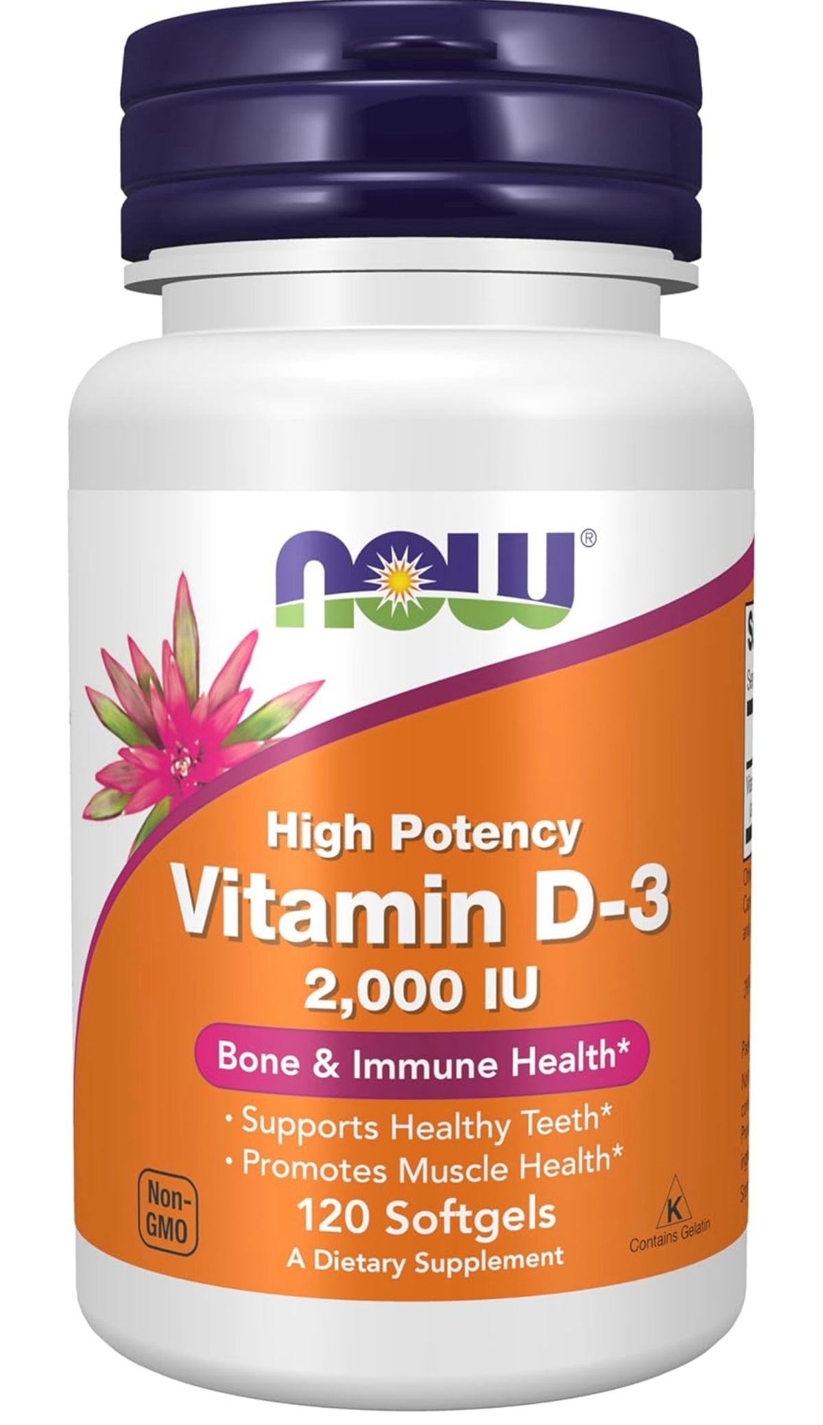 Now Foods - Vitamina D3, 2000 UI, 120 cápsulas blandas