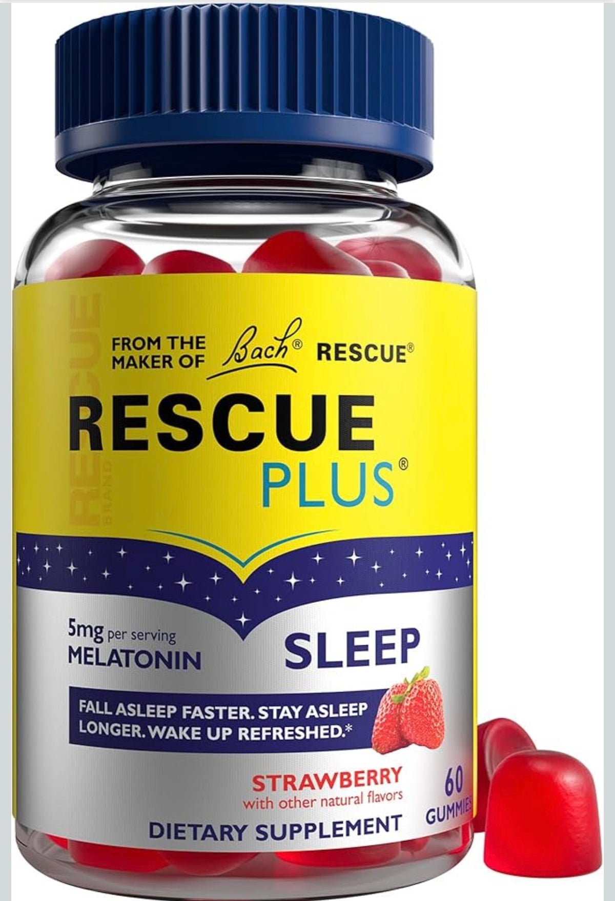 Bach Rescue plus, gomitas de melatonina para dormir, 60 unidades