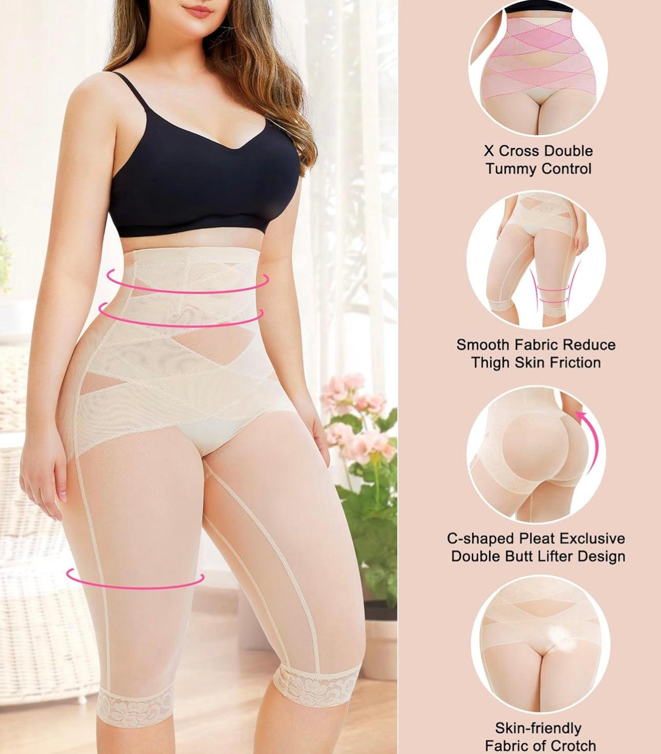 Nebility pantalón moldeador para mujeres hasta la rodilla