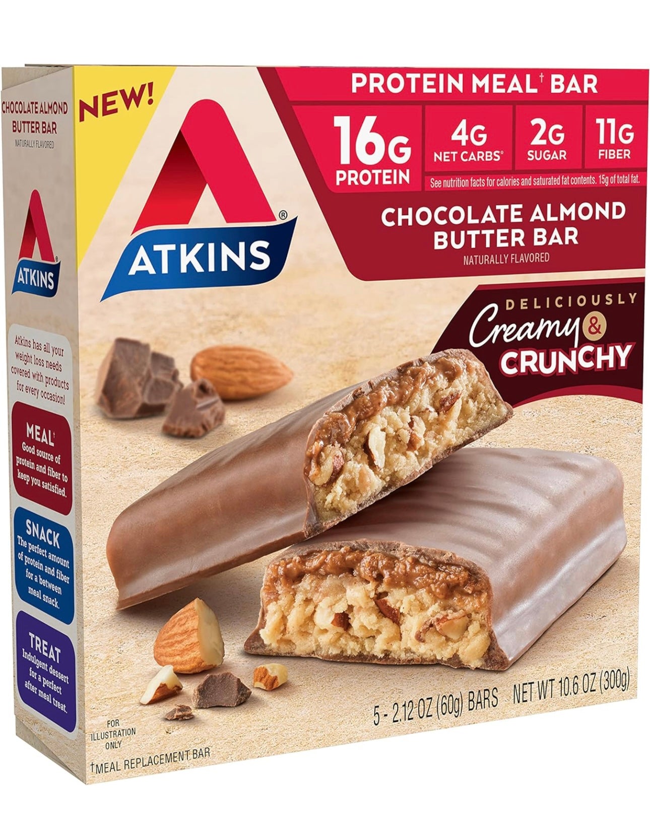 Atkins, barra de proteína Chocolate Almond butter, unidad