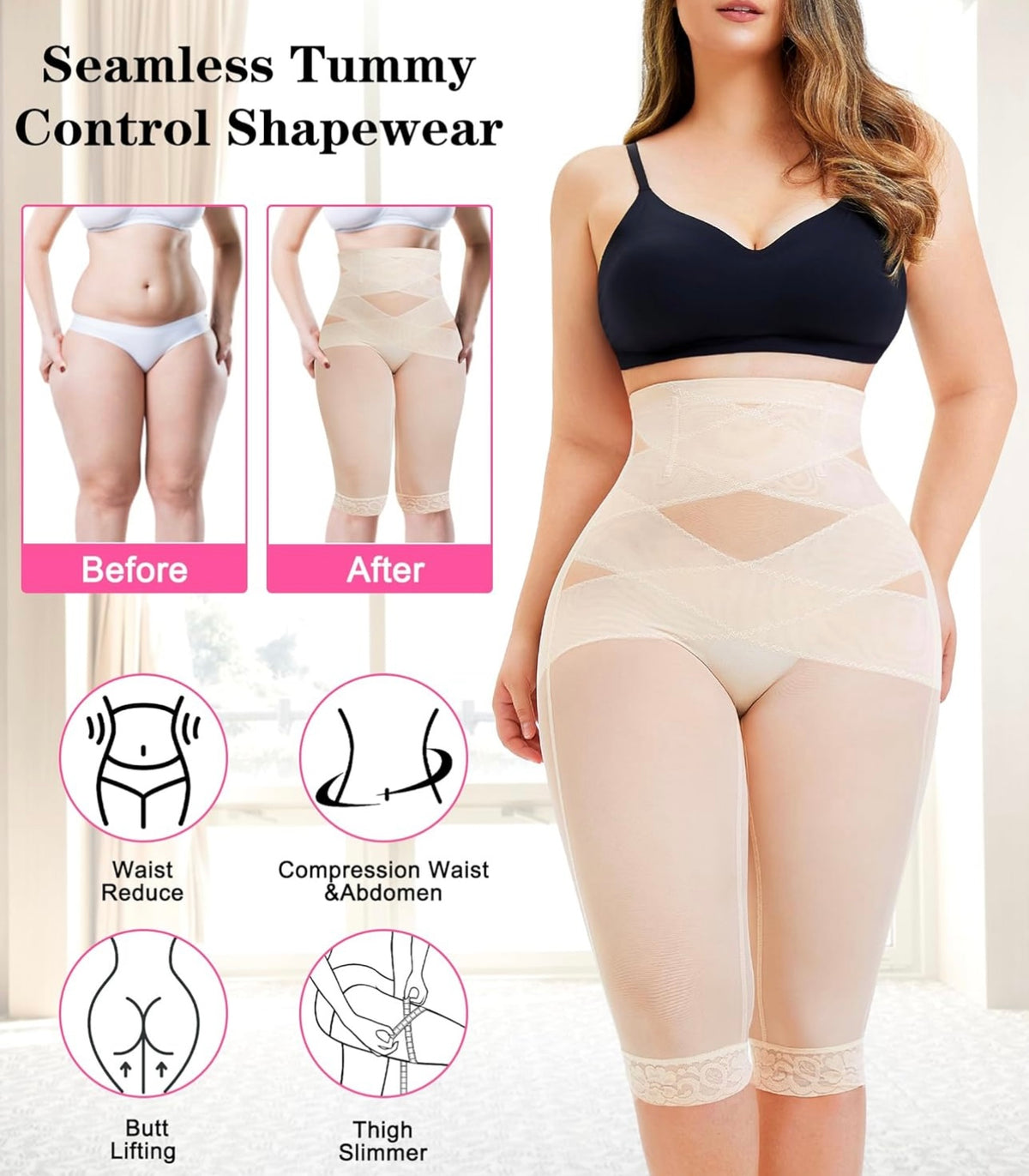 Nebility pantalón moldeador para mujeres hasta la rodilla