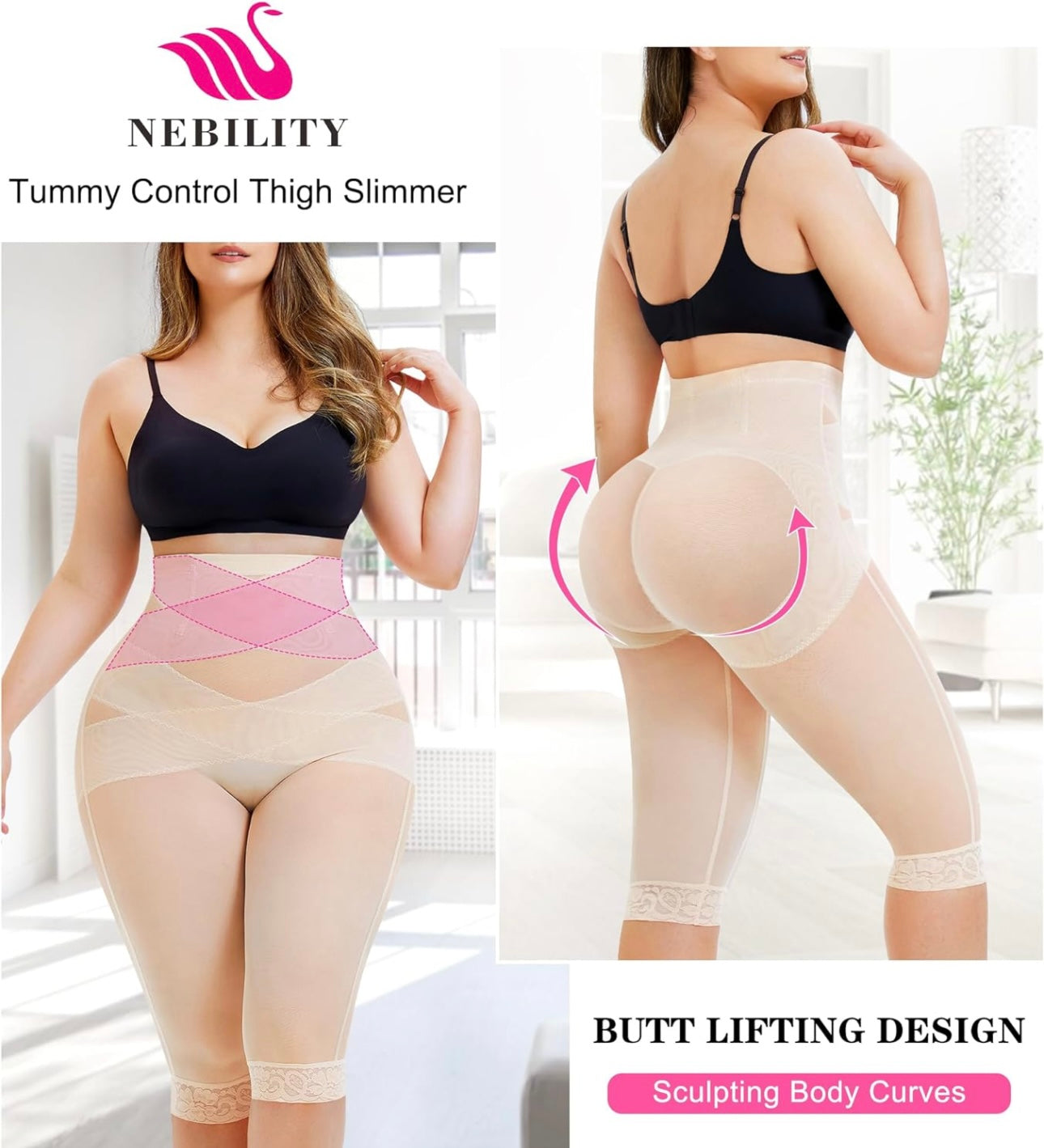 Nebility pantalón moldeador para mujeres hasta la rodilla