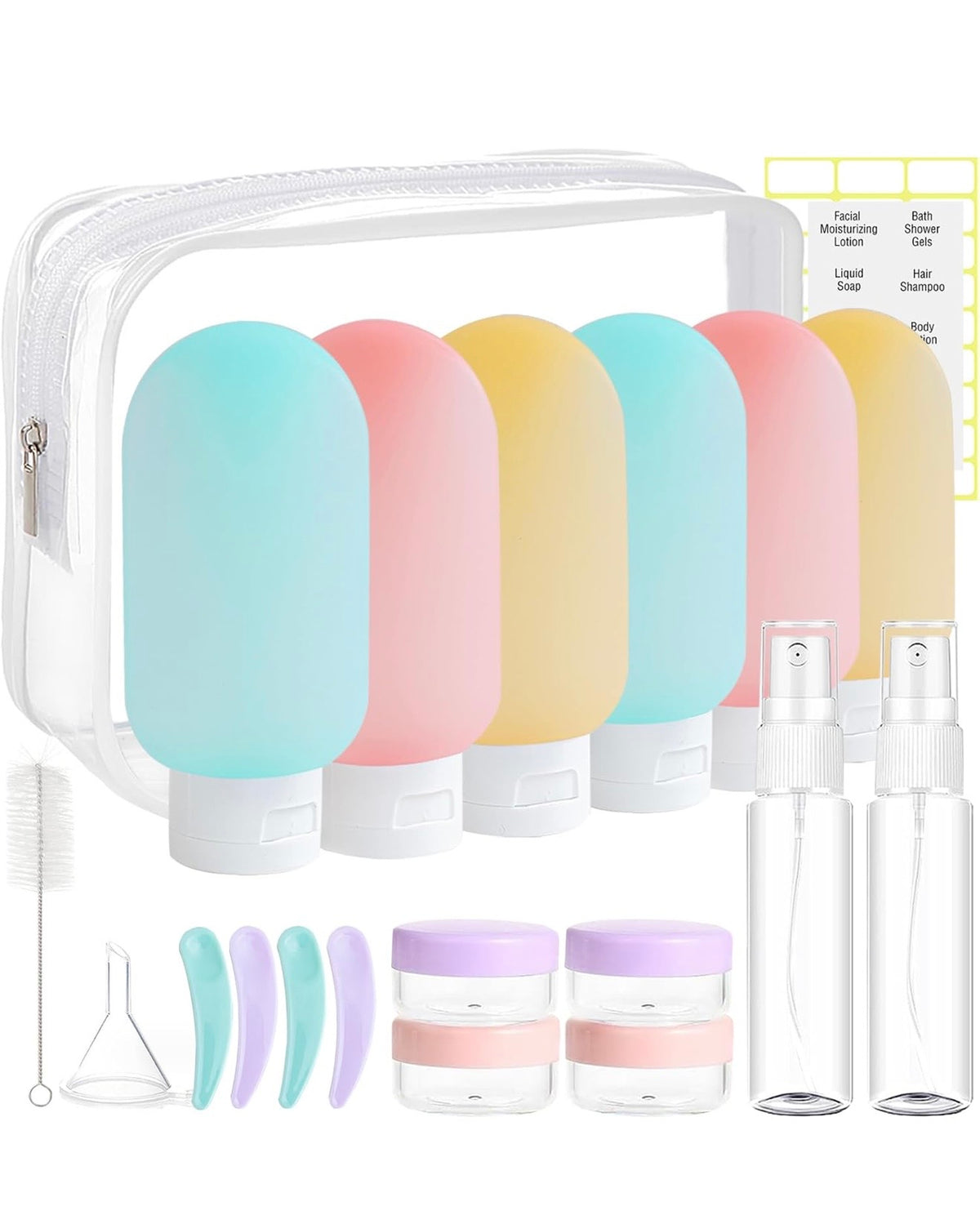 Kit de recipientes para viaje recargable, 20 piezas