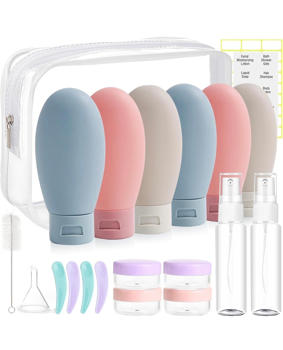 Kit de recipientes para viaje recargable, 20 piezas